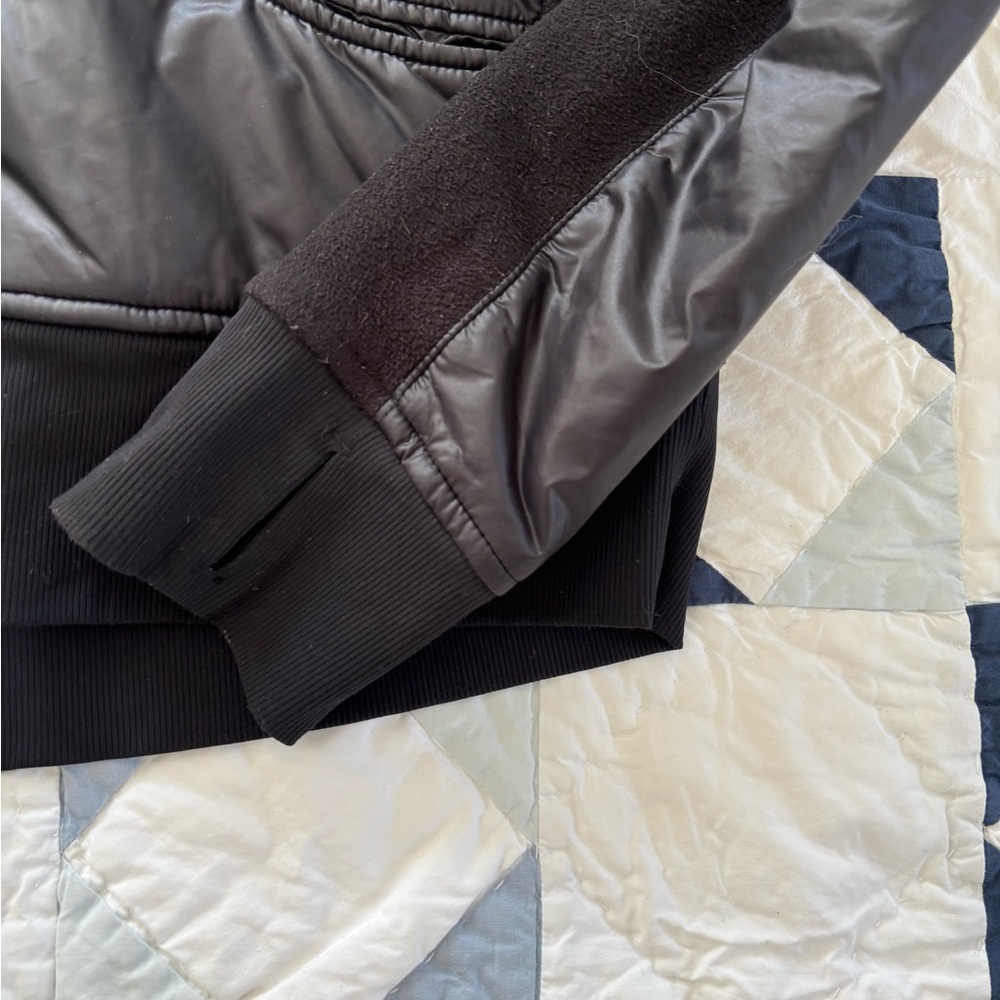Lululemon Black Shiny Layered Full Zip Hoodie Jacket Women’s 10 - Picture 3 of 7
